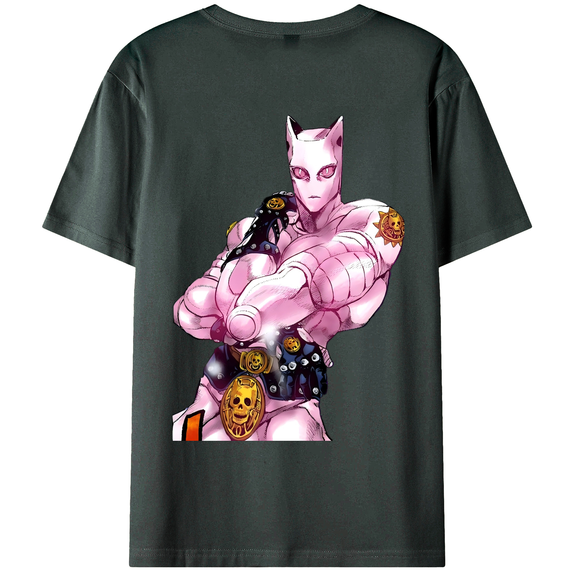 （画像用） ジョジョの奇妙な冒険 きら よしかげ JoJo's Bizarre Adventure Kira Yoshikage 綿100％ メンズ半袖Tシャツ（バックプリント） 通気性